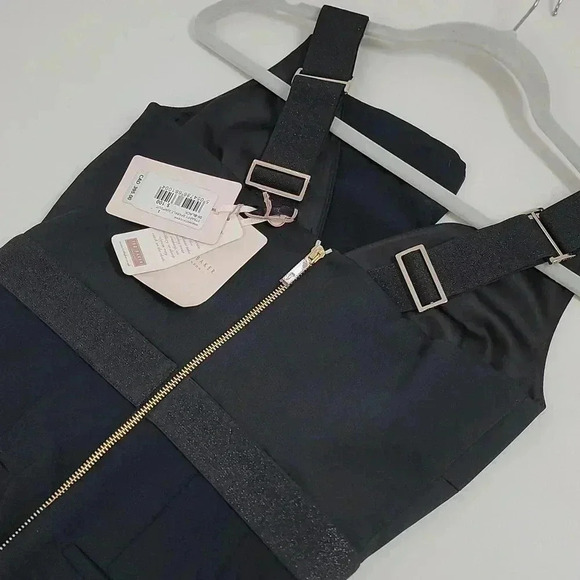 Ted Baker Black V-Neck Jumpsuit Size 1 Sparkle Ossia Pant Trim Strappy - Picture 9 of 12